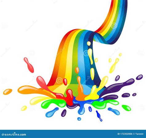 Bright Rainbow And Colorful Splash With Drops Stock Vector