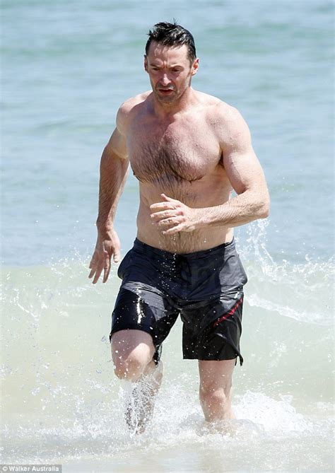 Shirtless Hugh Jackman Shows Off His Muscles At Bondi Beach Daily Mail Online