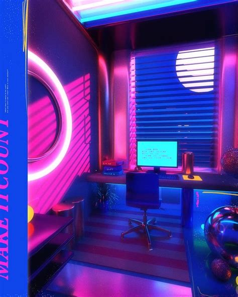 Retrowave Room Neon Room Neon Retro Room
