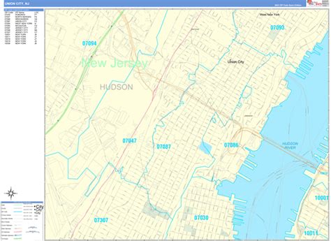 Union City New Jersey Wall Map Basic Style By Marketmaps Mapsales