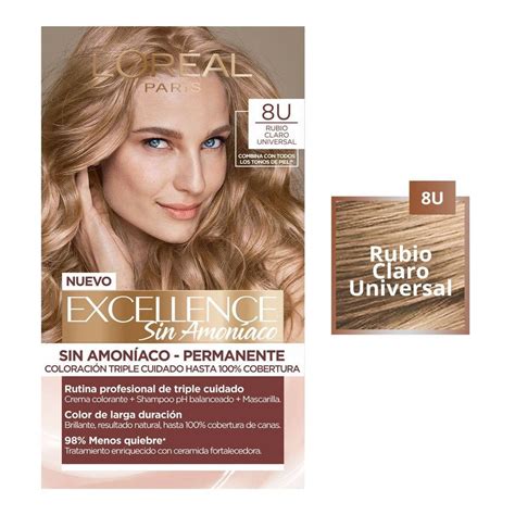 Tinte L Oréal Excellence sin amoniáco 8U rubio claro universal Walmart