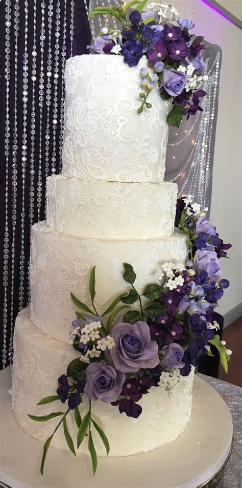 Affordable and search from millions of royalty free images, photos and vectors. Purple And Lace Wedding Cake - CakeCentral.com