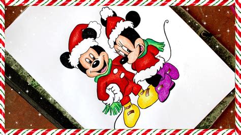 Mickey And Minnie Mouse Christmas Drawing Youtube