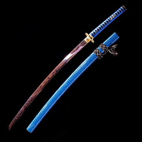 Handmade Pattern Steel Red Blade Real Japanese Katana Samurai Swords