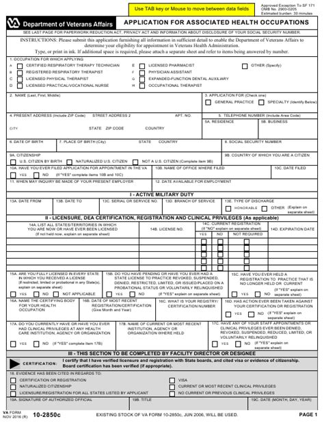 Va Form 10 2850c Printable Printable Form 2024