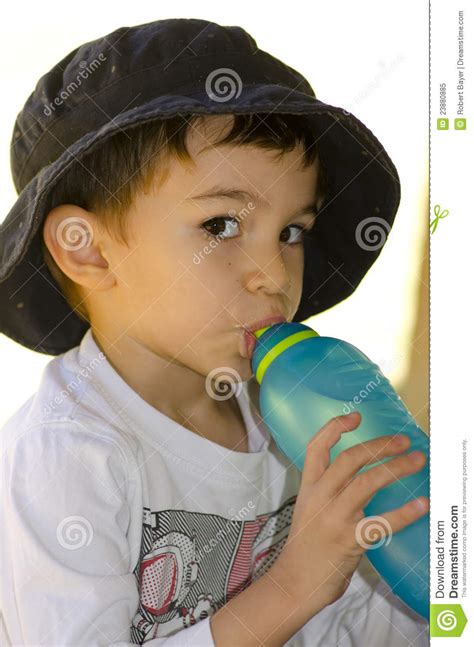 Portrait Cute Latino Boy Drinking Water Royalty Free Stock
