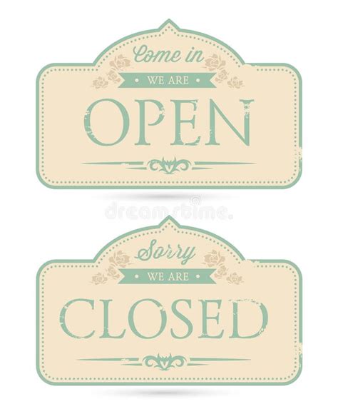 Open And Closed Cute Signs Stock Illustration Illustration Of Aged