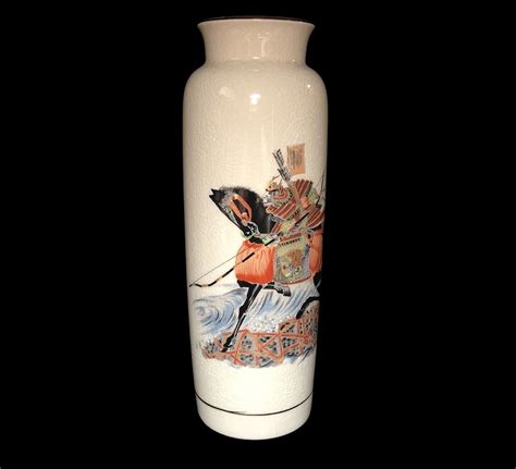 Japanese Vase Samurai Warrior Ebay Listing Pottery Art Vintage