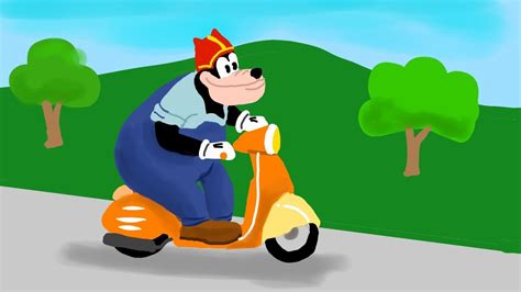 Mickey Mouse Clubhouse Pete Traveling By Scooter Doodle Story Art