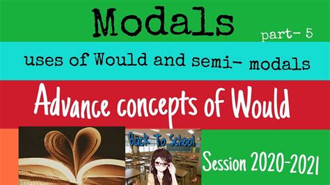 There are a number of other words and expressions in english, apart from the main modal verbs, which also express modal meanings. Modals / part - 5 / Would and semi-modals. Modal Verbs in ...