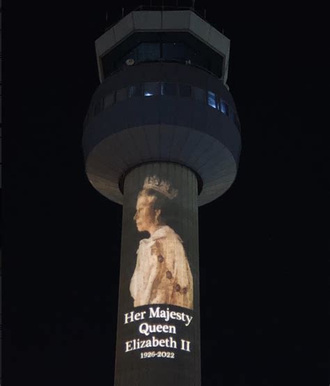 east midlands airport projects her majesty s image on to control tower west bridgford wire