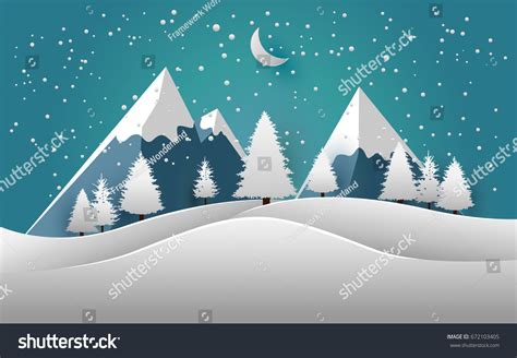 Pines Snow Mountain Vector Illustration Snow Stock Vector Royalty Free