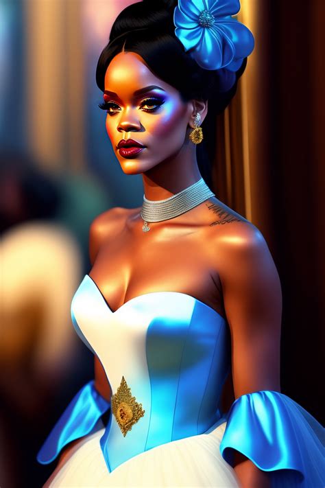 Lexica Full Body Rihanna As Tiana From Disney Princess And The Frog Wearing Blue Dress