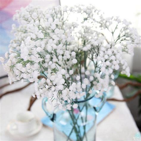 2018 new 1pc white artificial gypsophila floral flower fake silk wedding party bouquet home