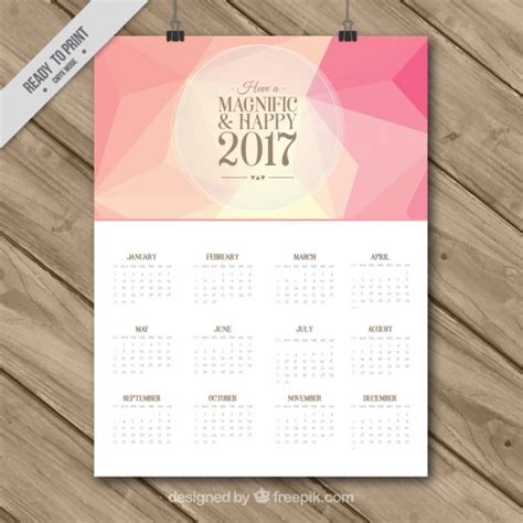 Free Vector Polygonal 2017 Calendar Template