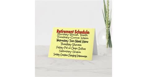Retirement Schedule Funny Ts Card Zazzle