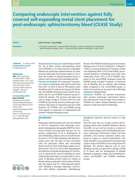 Pdf Comparing Endoscopic Intervention Against Fully Covered Self