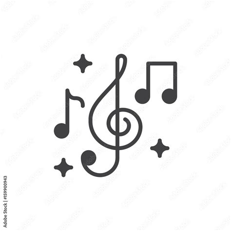 Treble Clef And Music Notes Icon Vector Filled Flat Sign Solid