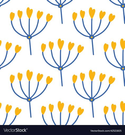 Flowers And Leaf Seamless Pattern Scandinavian Vector Image