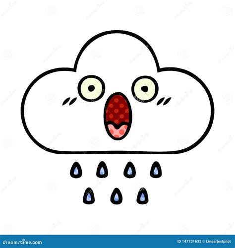 Comic Book Style Cartoon Rain Cloud Stock Vector Illustration Of Cute