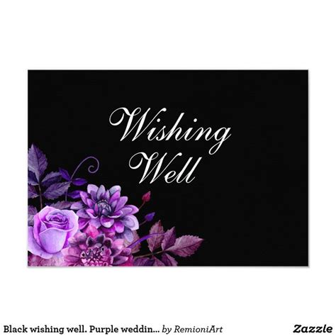 Black Wishing Well Purple Wedding Insert Card Zazzle Purple