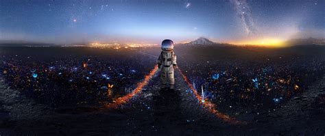Download Wallpaper 2560x1080 Astronaut Art Space Stars