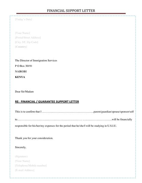 The Financial Support Letter Is Shown In This Image It Appears To Be