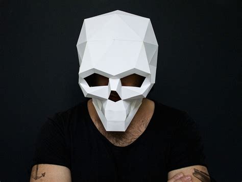 DIY Skull Mask, Low Poly Paper Craft Template, Printable Skull Mask
