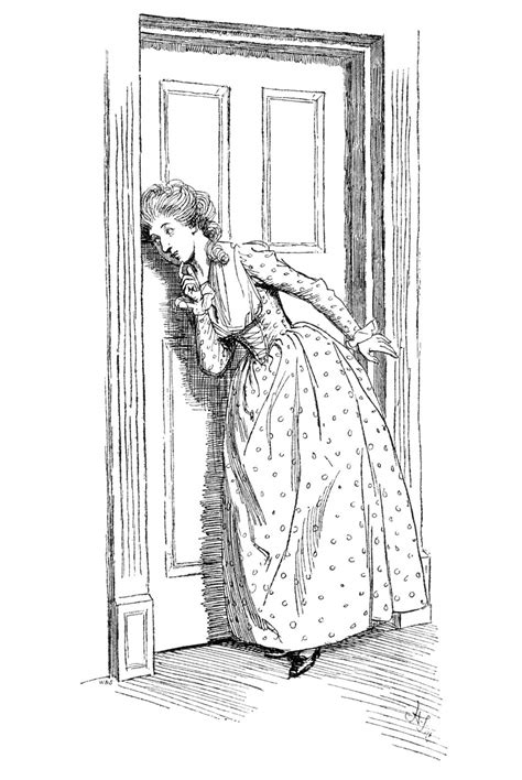 listening at the door old book illustrations