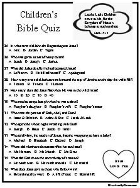 Childrens Bible Quiz Is A Multiple Choice Quiz With Etsy