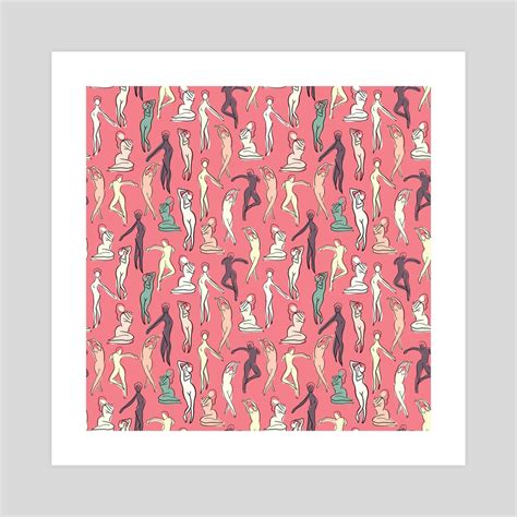 Seamless Pattern With Women Silhouettes Female Nude Body Pattern