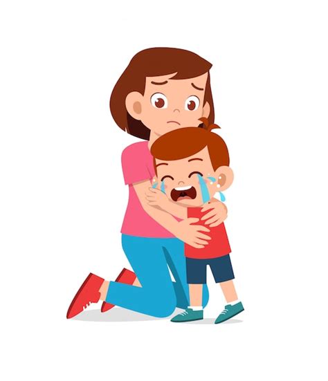 Criança Triste Menino E Menina Chorando Alto Com Os Pais Mãe E Pai