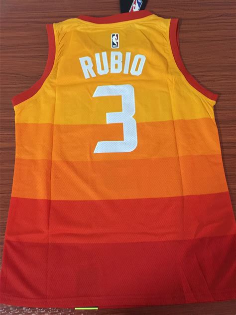 Men 3 Rubio Jazz Jersey City Edition Yellow Orange Utah Jazz Nike Nba