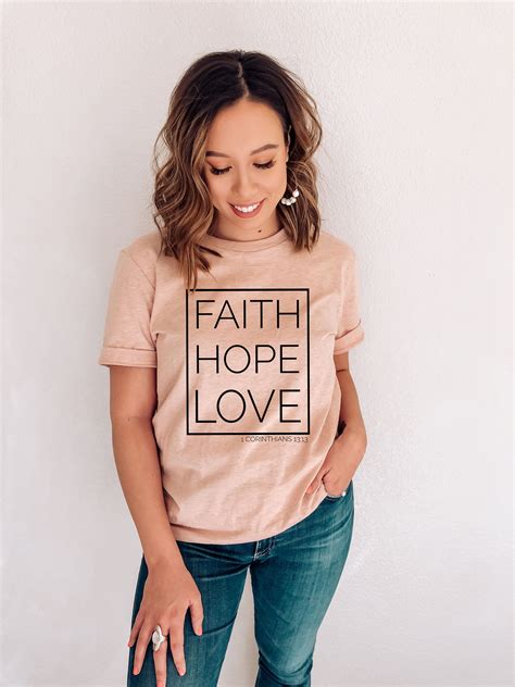 Faith Hope And Love Christian T Shirt For Women 1 Etsy Christian