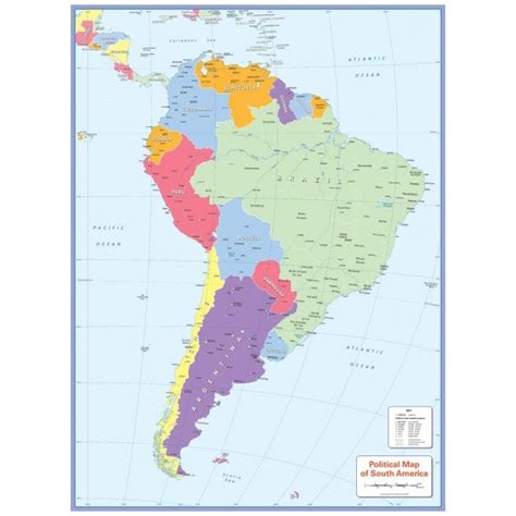Colour Blind Friendly Political Wall Map Of South America Map Images