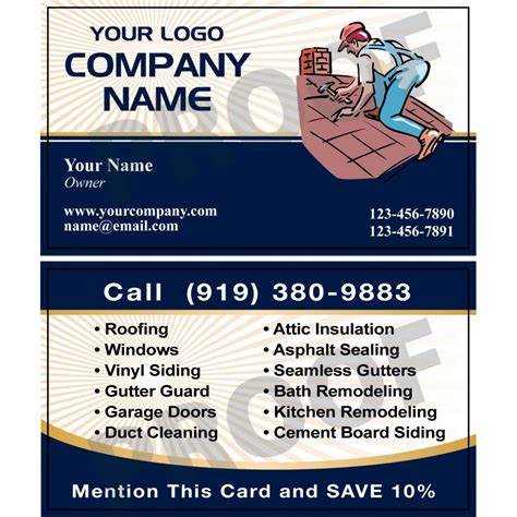 A clean and professional business card is an important part of marketing an hvac business. Roofing Business Card #7 | HVAC Sticker