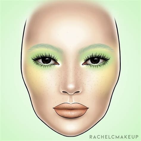 70s Inspired Heavy Blush Pastel Makeup Face Chart Makeup Face Charts