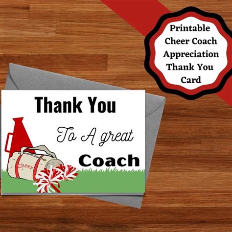 Cheerleading Coach Thank You Card Etsy Nederland