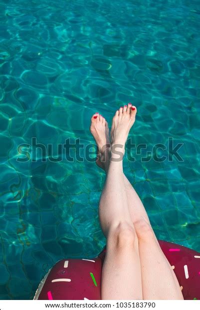 Womans Feet Swimming Pool Stock Photo Shutterstock