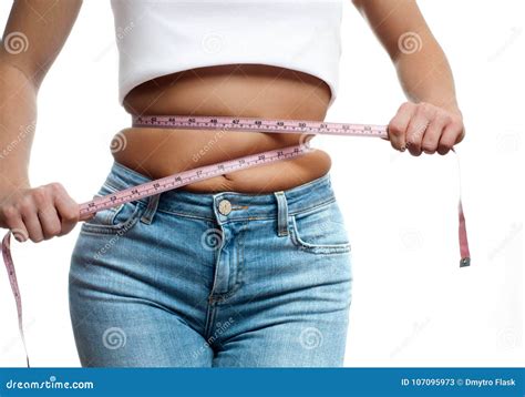 Woman Slim Stomach With Measuring Tape Around It Royalty Free Stock