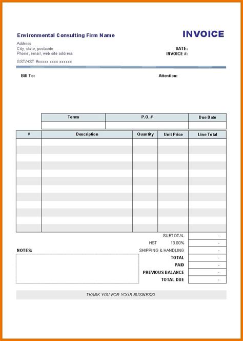 Invoice Template Printable Invoice Editable Invoice Receipt Microsoft
