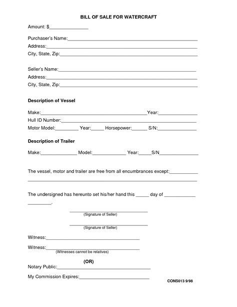 Travel Trailer Bill Of Sale Form Free Printable Documents