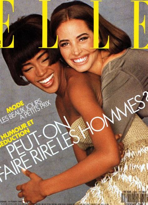 naomi campbell and christy turlington for elle france 1990 fashion magazine cover fashion cover