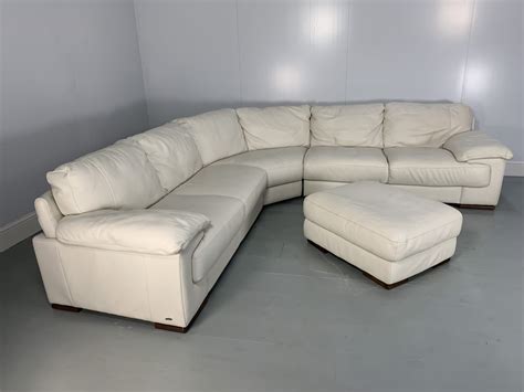 Rrp £4000 Superb Huge Natuzzi Italsofa L Shape Sectional Sofa In White Leather Lord Browns