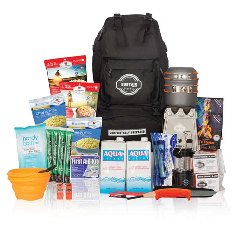 Sustain Supply Survival Backpack Food Water Lighting