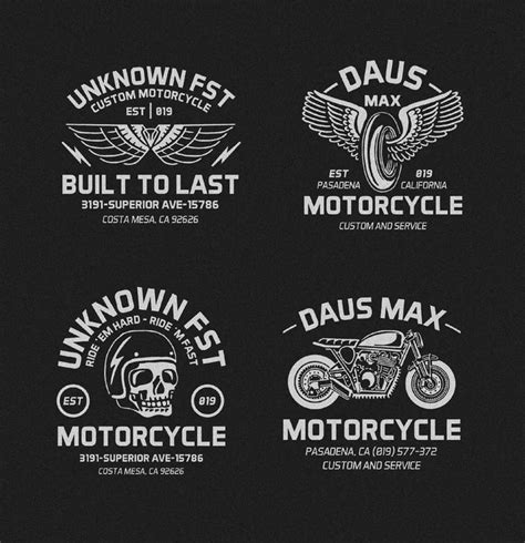 4 Motorcycle Badges Logo Templates Badge Logo Logo Design Template