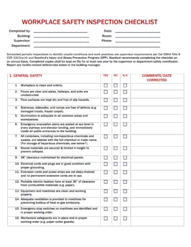 Free Safety Inspection Checklist Samples Workplace Vehicle Health