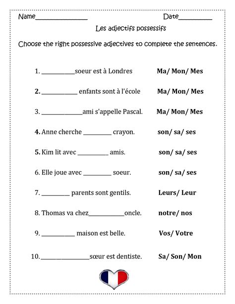 French Possessive Adjectives Les Adjectifs Possessifs Made By Teachers