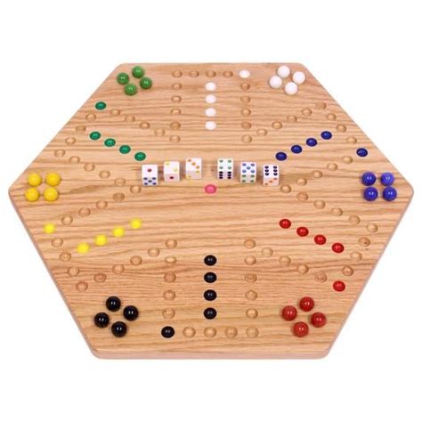 Double Sided Aggravation Board Game Solid Oak Wood With Hand Painted