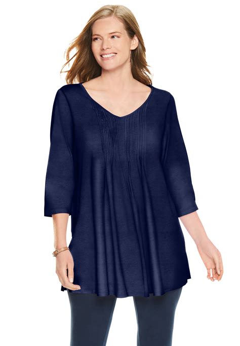 Woman Within Woman Within Women S Plus Size V Neck Pintucked Tunic